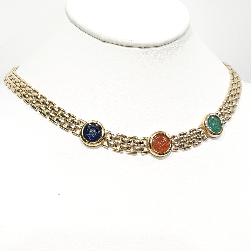 Christian Dior Necklace Gold Gripoix Soldier Cameo Vintage Dior Necklace - Picture 15 of 16
